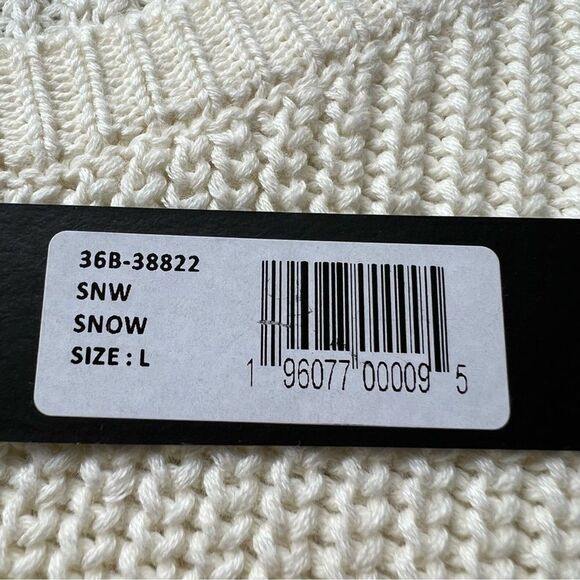 Revolve Bobi Black Cozy Cotton Sweater Womens Large Snow Cream Rib Knit Neutral - Picture 8 of 10